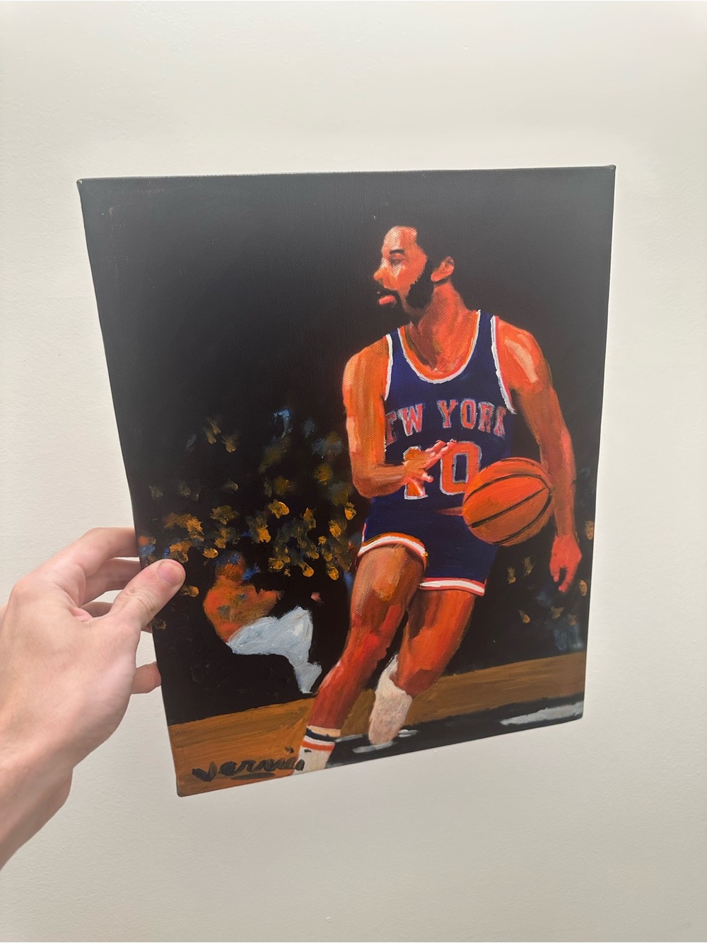 Walt Clyde Frazier painting 11x14 New York Basketball Player Canvas Art 1/1
